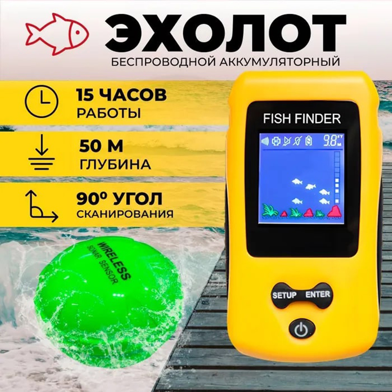 Brand New Colorful Wireless Fi – обзор и цена Fish Finder Transducer